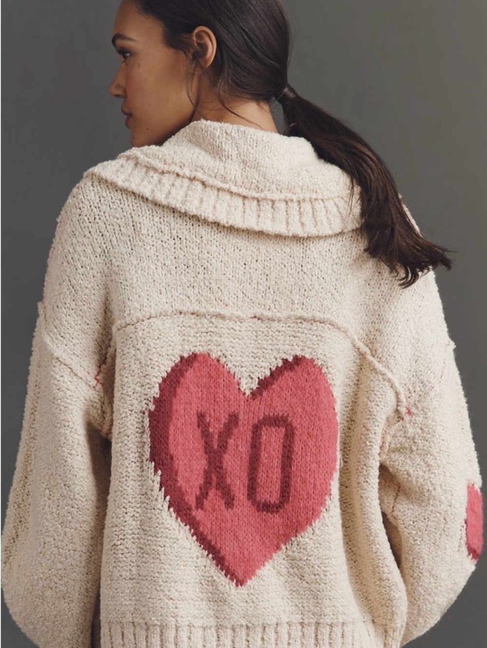 Pilcro candy heart Bouclé cardigan  long sleeve